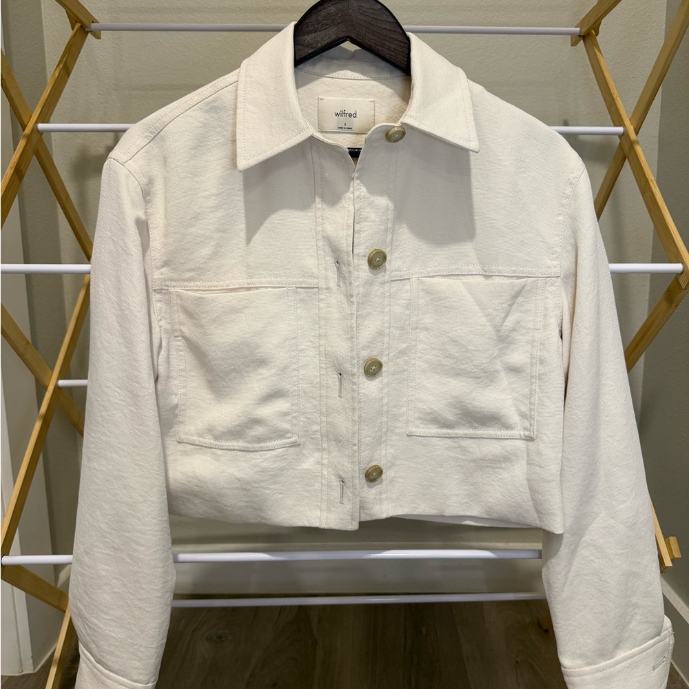 Aritzia Wilfred Light Birch Little Cropped Jacket Crepette